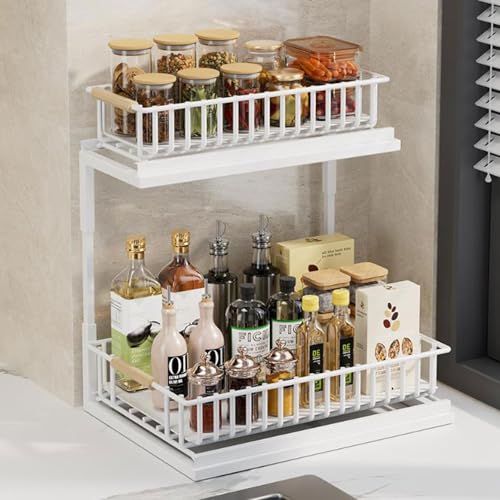 waschbecken regal organizer, küchenschrank unterregal, ausziehbar, l-form, weiß