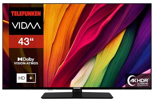 telefunken 43 zoll smart tv led 4k uhd hdr dolby vision triple-tuner schwarz