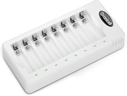 Granicell 8-Slot Akku Ladegerät für AA AAA NI-MH Batterien mit LCD/LED-Schutz