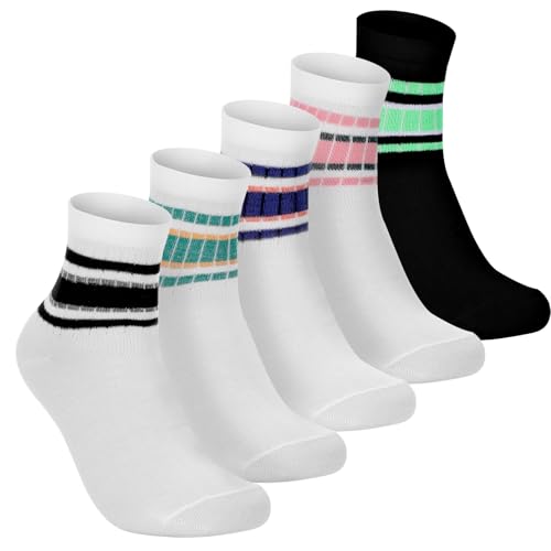 nogeqi tennissocken dame 35-40, bunte streifen crew socken, atmungsaktive sportsocken