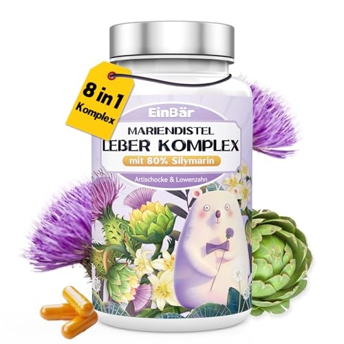 8-in-1 leber kur komplex mit mariendistel, löwenzahn, choline, 121 vegane kapseln
