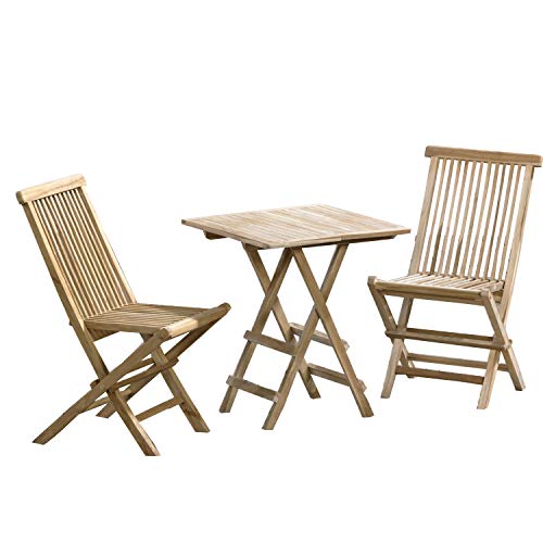 Produktbild: teakholz sitzgruppe 3tlg. ambientehome mit klapptisch 40x60 cm und 2 klappstühlen