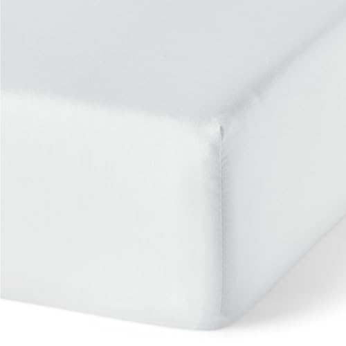 Produktbild: Spannbettlaken 180x200 cm Bio Baumwolle Weiß Blau