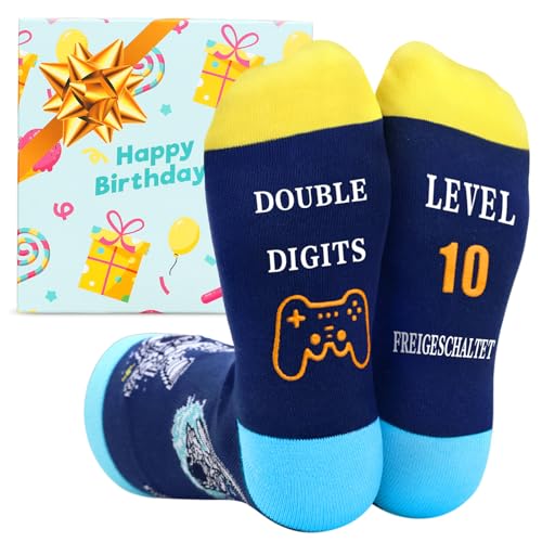 zeno lustige socken jungen gaming-design baumwolle gr. 33-36 geschenk geburtstag 10 jahre