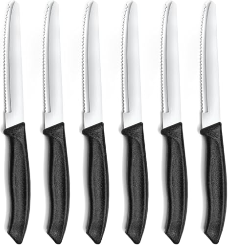 frühstücksmesser 6 stück von double.s, steakmesser tomatenmesser brötchenmesser 22cm schwarz