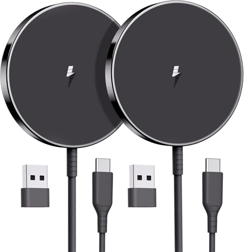mag-safe ladegerät wireless charger für iphone 16/15/14/13/12 airpods, 2er-pack 5ft kabel