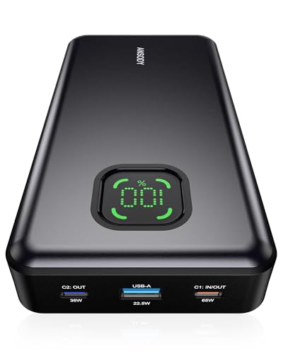 power bank 65w 25000mAh für laptop und handy, ansody mit 100w usb c, grau
