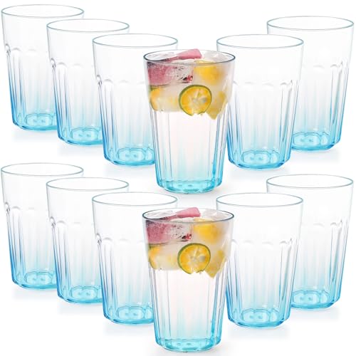 greentainer plastikbecher 12 x 350 ml, bruchsichere becher für kinder, blau