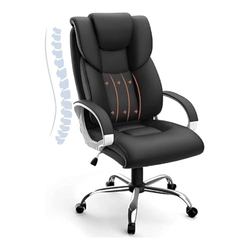 Produktbild: sunon ergonomischer computerstuhl schwarz, verstellbare kopfstütze, lendenwirbelstütze, atmungsaktiv