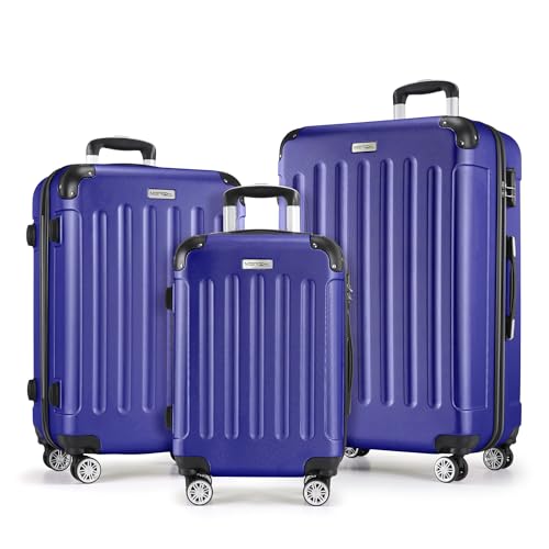 merish reisekoffer kofferset trolleys 3tlg hartschale 9 farben blau