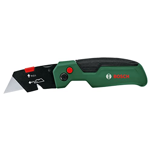 Produktbild: Bosch klappmesser edelstahl einhändig, 3 SK5-Stahlklingen, Gürtelclip, kompakt