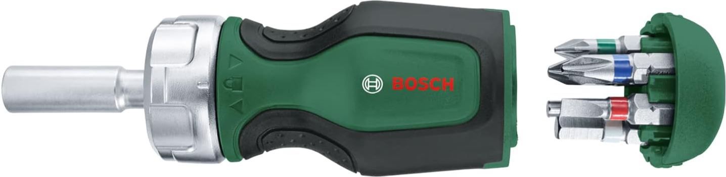 Produktbild: bosch ratschenschraubendreher stubby mit bit magazin, 6-teilig