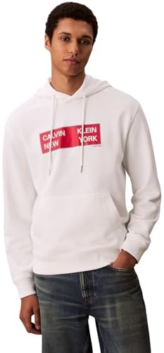 Calvin Klein Herren Hoodie Graphic Terry Box Regular Fit, Weiß, XL