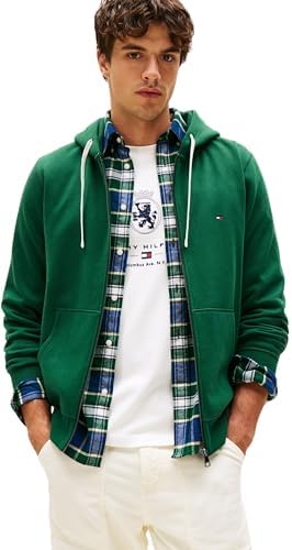 Produktbild: Tommy Hilfiger Herren Hoodie Fleece Zip, Taschen, Grün (Ornamental Green), XXL