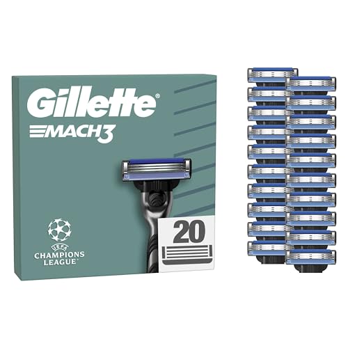 gillette mach3 rasierklingen für männer, 20 ersatzklingen mit gleitstreifen