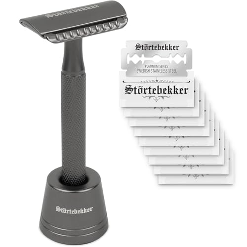 rasierständer und rasierhobel set störtebekker oslo schwarz, edle matte optik