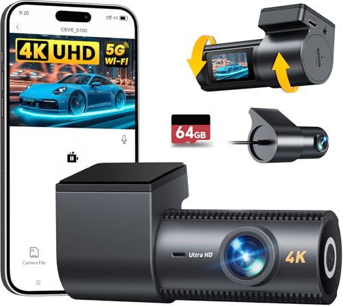 CIEVIE 4K 1080P dashcam vorne hinten 64GB SD 170 Weitwinkel G-Sensor WDR Nachtsicht
