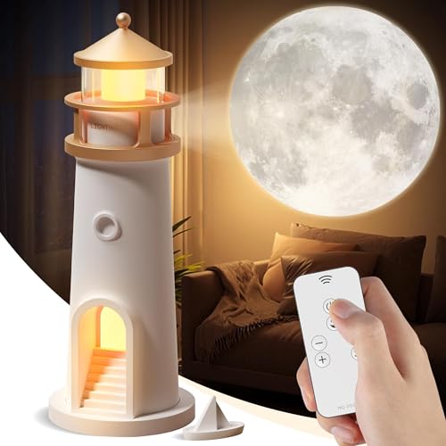 leuchtturm lampe deko mit fernbedienung und bluetooth, projektion für wohnzimmer