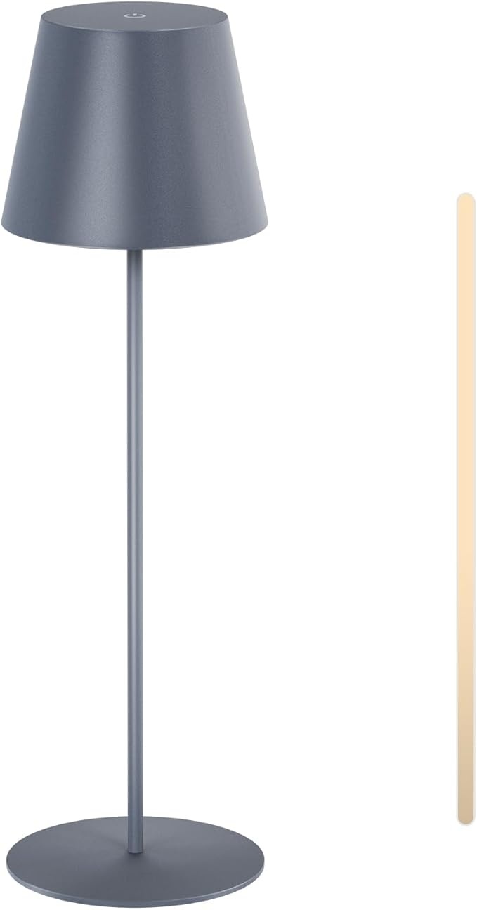 Produktbild: MALUX LED Tischlampe kabellos, dimmbar, 3 Farbtemperaturen, Akku, grau