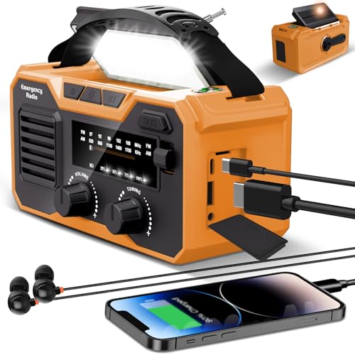 kurbelradio 30000 mAh solar radio mit handy-ladegerät, taschenlampe, SOS Alarm, orange