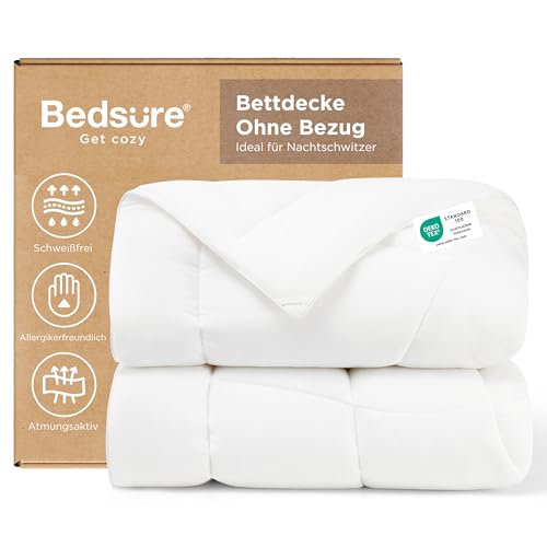 Produktbild: bedsure kühlende bettdecke 150x200, leichte atmungsaktive schlafdecke weiß