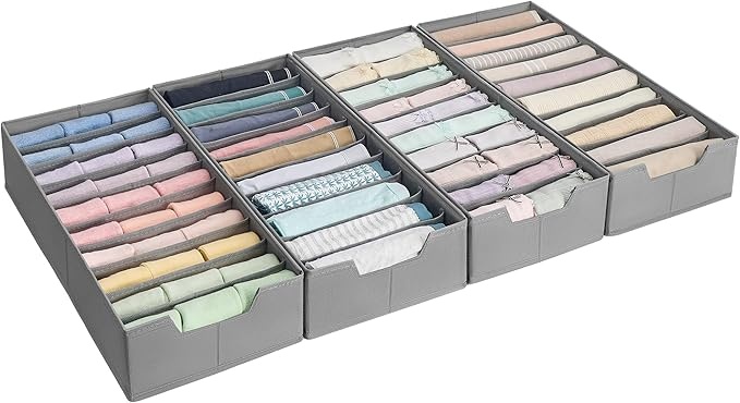 Unterwäsche-Organizer 4er Set für IKEA PAX, faltbar, 50 x 22 x 10 cm, taubengrau