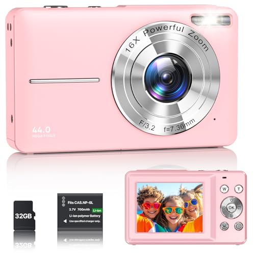 digital camera 1080p 44mp kompaktkamera mit 2,4 zoll lcd 16x zoom pink