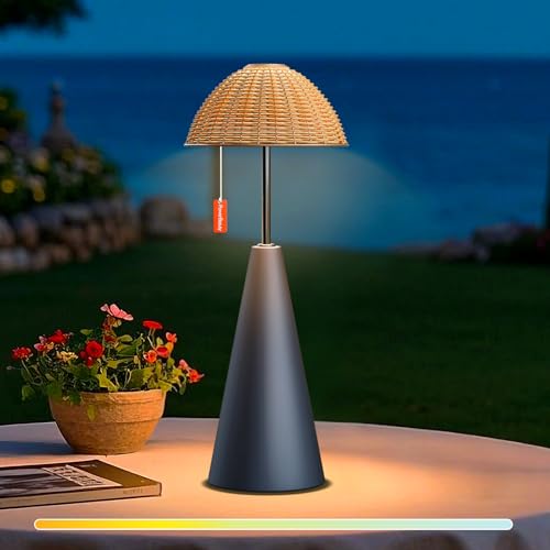 fuyo led tischlampe kabellos dimmbar, höhenverstellbar, nachttischlampe, campinglampe