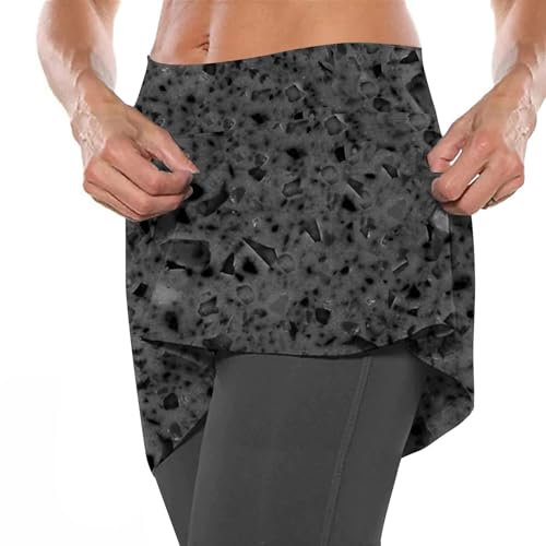 Leggings mit Rock Damen 2-in-1, Sport Leggings Rock für Tennis Yoga Golf