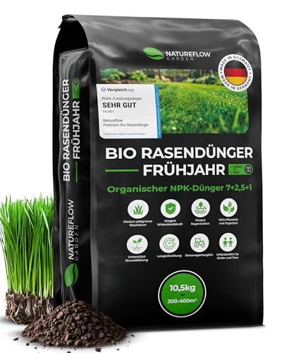 bio rasendünger frühjahr sommer 10,5kg für 400qm organisch made in germany