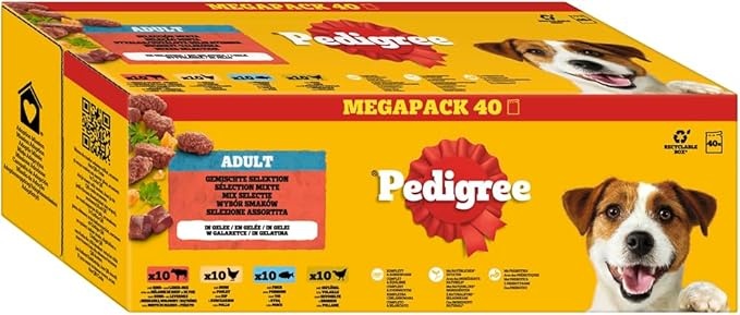 PEDIGREE DOGCARE Hundefutter Chunks in Gelee Adult 40 x 100g, Spar-Abo 10,19