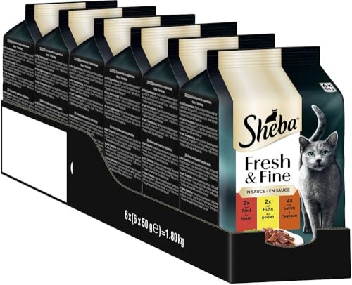 Produktbild: sheba katzennassfutter multipack fresh & fine 6x50g rind und huhn in sauce