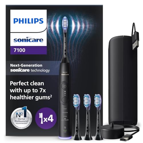philips sonicare 7100 elektrische schallzahnbürste mit app, 4 putzmodi, schwarz