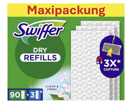 Produktbild: swiffer bodenwischer nachfüllpackung 4x90er für 32,80 euro statt 52 euro
