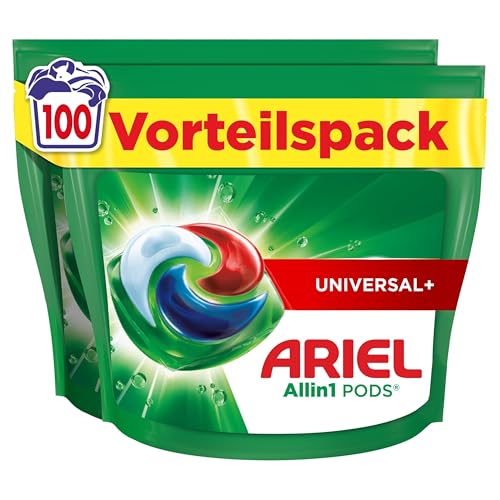 ariel waschmittel pods all-in-1 100 waschladungen, universelles kapseln für fleckenentfernung
