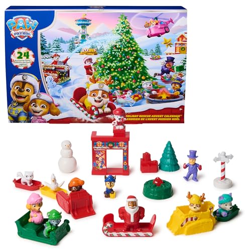 paw patrol adventskalender 2025 mit 24 spielzeug-überraschungen, 7 fahrzeugen, 11 figuren