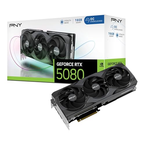 Produktbild: pny geforce rtx 5080 grafikkarte 16gb oc dlss 4 triple fan