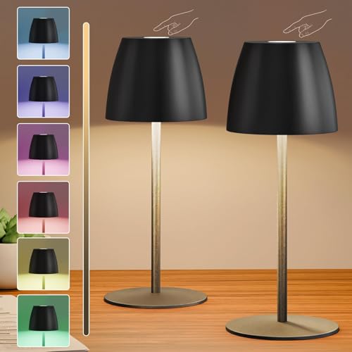 mini led tischlampe kabellos 2er pack wiederaufladbar rgb wasserdicht ip54 schwarz