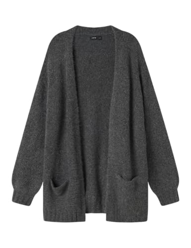Damen Langarm Strick-Cardigan Lmtd Nlfnava, Dunkelgrau Melange, 122-128