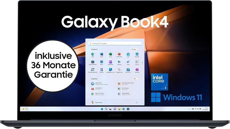 samsung galaxy book4 15,6 intel core i3 8gb 256gb für 469 euro