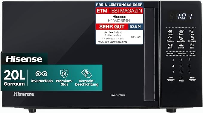 Hisense H20MOBS4HI Mikrowelle 20L 700W Inverter Tech Keramikbeschichtung