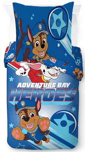 paw patrol bettbezug-set jay franco aus 100% baumwolle, chase blau, inkl. kissenbezug 80 x 80 cm
