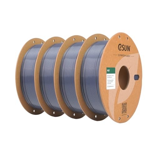 eSUN PET 3D Drucker Filament 1.75mm Transparent Grau 4x1kg 4kg Gesamtgewicht