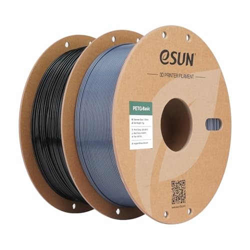eSUN PETG Filament 1.75mm, 1KG, Schwarz + Grau, für 3D Drucker, hohe Zähigkeit