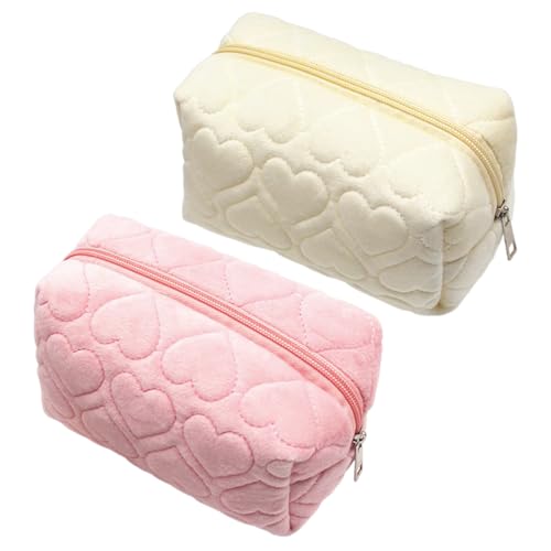 liebes-plüsch-federmäppchen 2er set, große kosmetiktaschen für mädchen