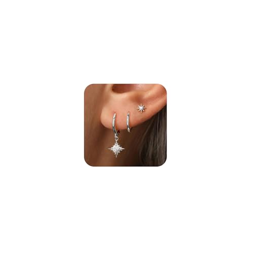 zernblend 6 silberne creolen 14 karat vergoldete ohrringe set für damen