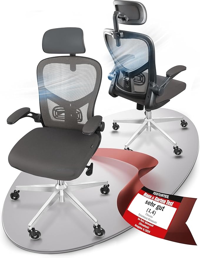 clouvou ergonomischer bürostuhl smartseat drehstuhl 150 kg individuell einstellbar