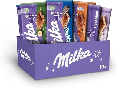 Milka Schokolade 10er Box  Oreo, Alpenmilch, Karamell, Haselnuss, Creme