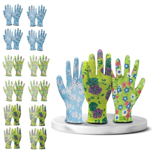 fuzzio gartenhandschuhe damen 12 paar, arbeitshandschuhe kinder, blumen design, diy-projekte