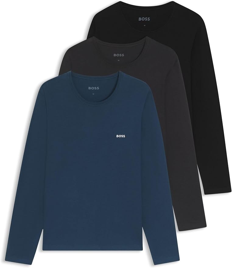 BOSS Herren 3er-Pack Classic Longsleeves Schwarz